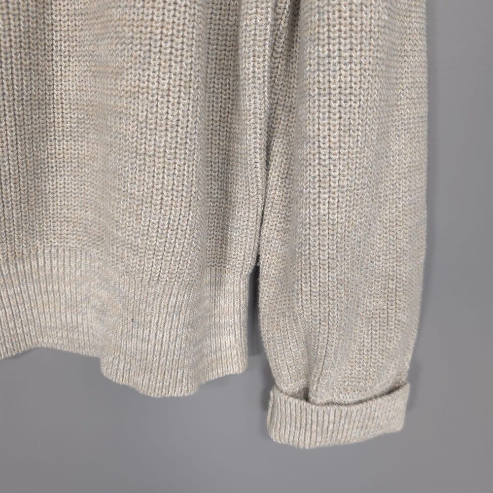 J. Peterman Men’s Beige Marled Knit 100% Cotton Sweater LARGE Crewneck Fisherman - Picture 6 of 9
